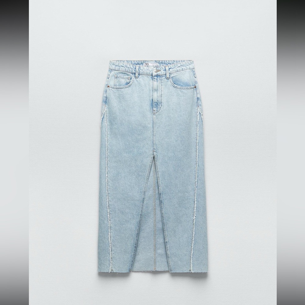 Zara Light Wash Denim Maxi Skirt
